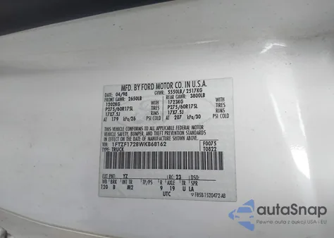 1998 Ford F-150 Standard/Xl/Xlt из США, поврежденный, VIN 1FTZF1728WKB68162